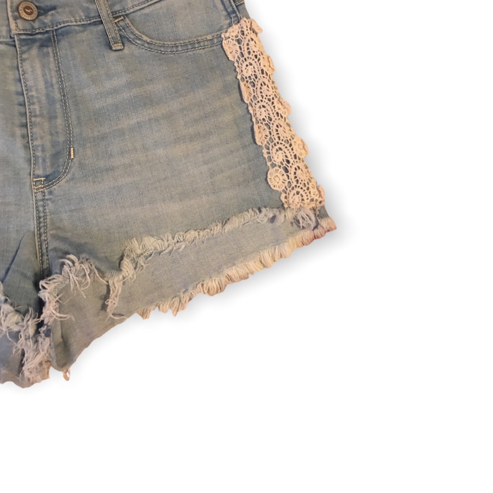 Hollister Highrise Short Shorts w/ Lace Trim - Picture 2 of 6
